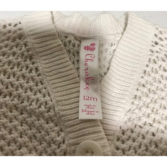 Crocheted Baby Cardigan Shrug Sweater Cherokee 12M White - Picture 4 of 4